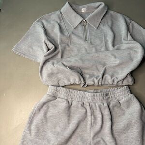 Gray Women's Crop Top with Zipper